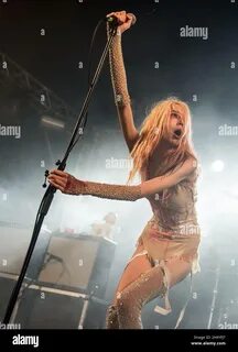 Arrow de Wilde of Starcrawler performs on stage on day 3 of Leeds Festival.