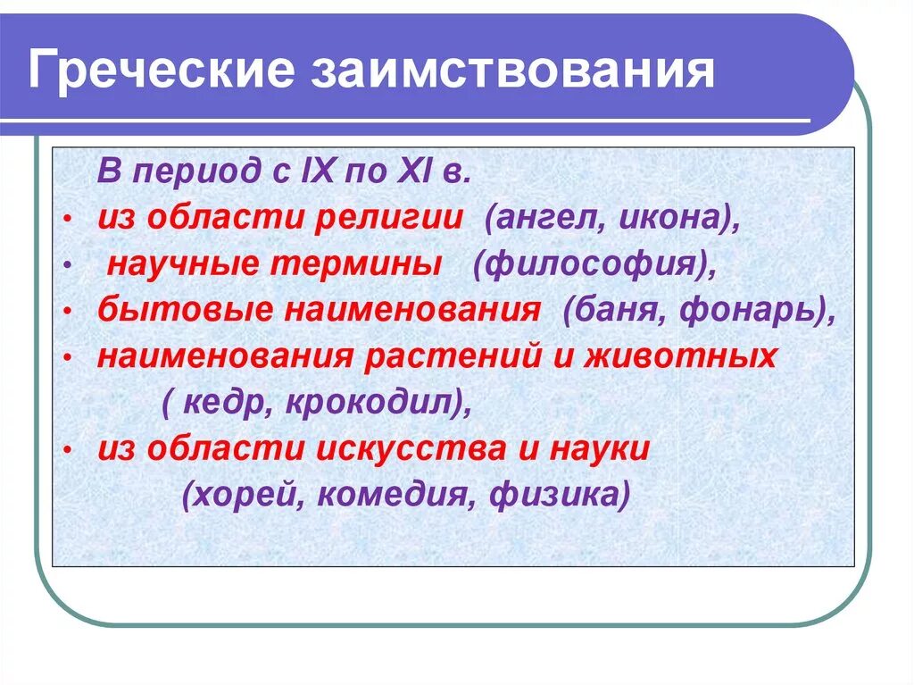 Теория лексики. Лексика. Заимствование из древнегреческого языка. Русский язык с точки зрения происхождения заимствованные. Лексика современного русского языка.