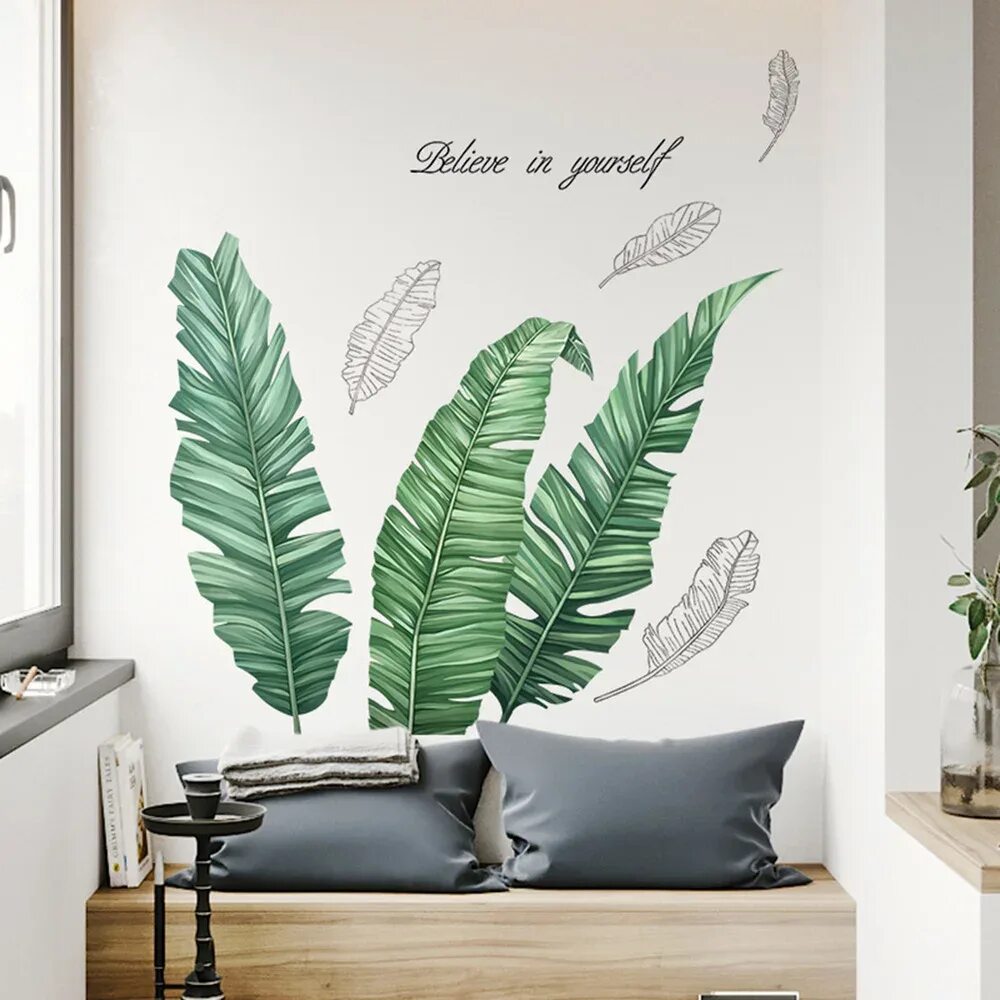 Litton Lane 32 in. x 36 in. Metal Brown Clutter Palm Leaf Wall Decor with Distre