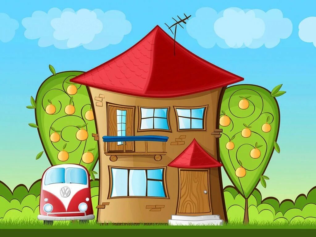 House for children. Дом мультяшный. Мультяшные домики. Домик рисунок. Веселый домик.