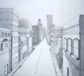 Пейзаж города карандашом