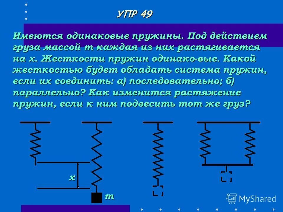 Две упругие пружины под действием приложенных. Момент упругих сил. Постоянная горизонтальная сила. Под действием силы тело меняет. Пружина физика.