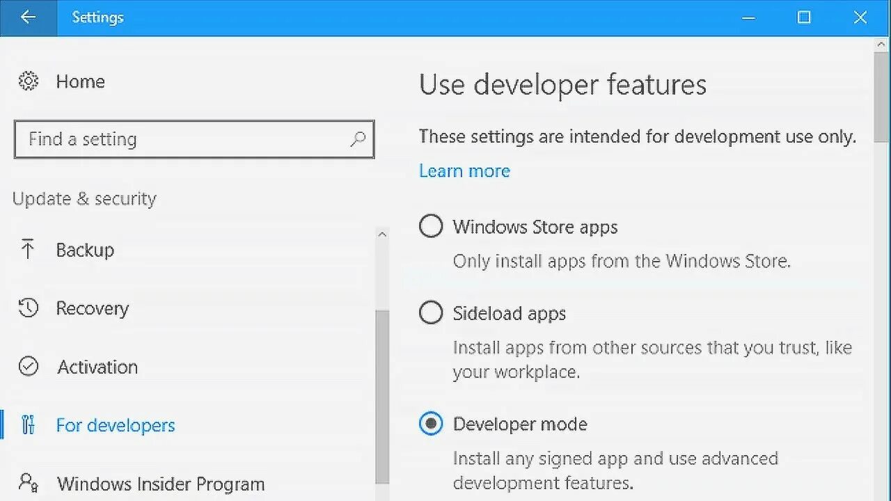 Enable developer mode что это