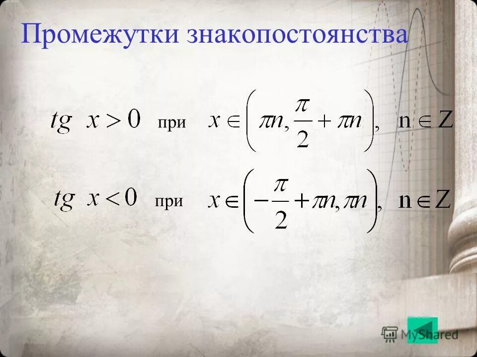функция тангенса и котангенса. знаки тригонометрических функций синус, косинус. тангенс график функции. выпуклость тригонометрических функций. Tg промежуток.