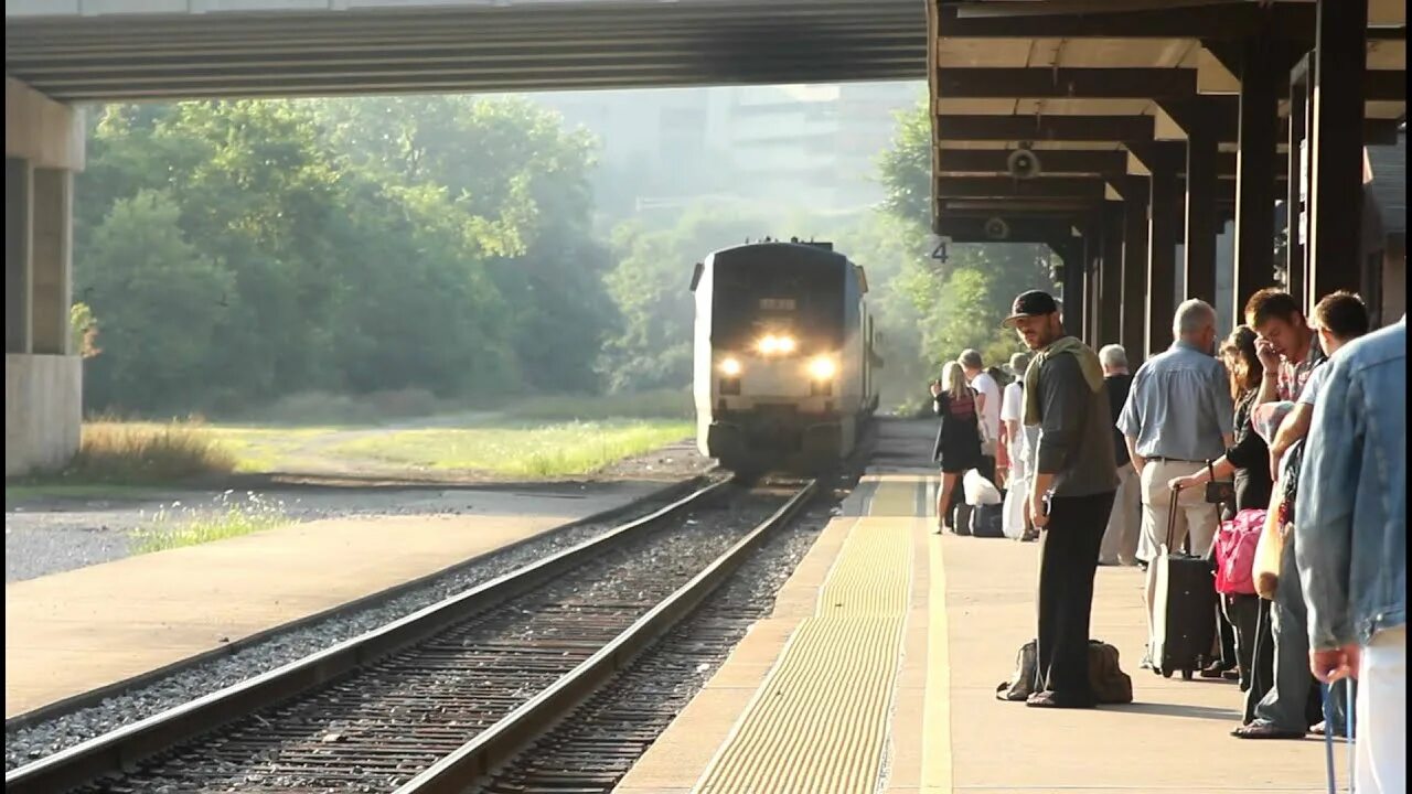 We that he the train. Amtrak Train Railway Station.