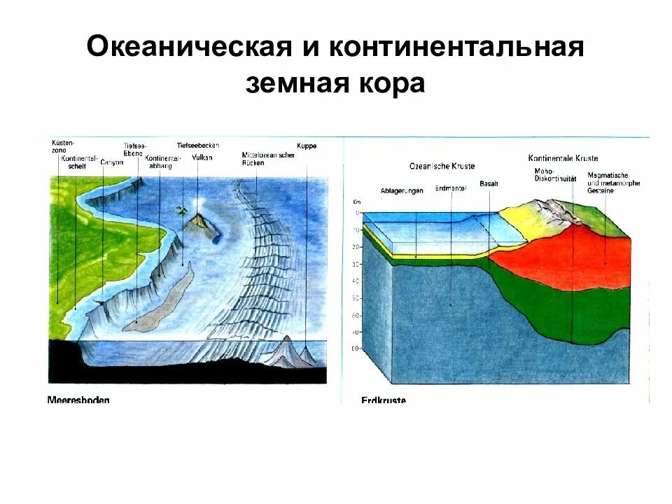 Изгиб в земной коре 7. Строение Континентальной и океанической земной коры. Состав Континентальной земной коры.