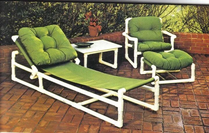 Кресло из пластиковых труб своими руками фото Easy To Make Furniture: Sunset DIY Manual From the 1970s Pvc patio furniture, Pv