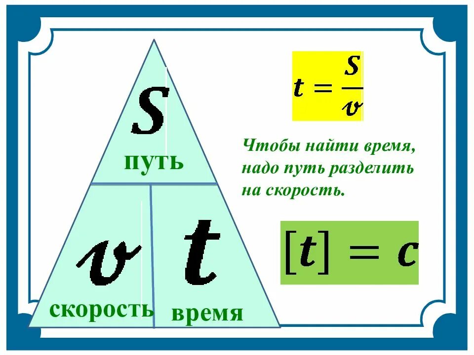 Скорость движения время формула