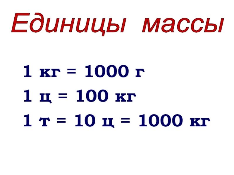 Единицы массы 1 класс