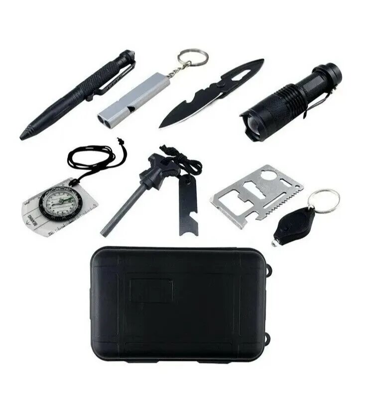 Походный набор Multifunctional Tool Set пластиковый бокс. Вилка ACECAMP 1330 серебристый. Туристический набор выживальщика. Многофункциональный набор для кемпинга Black Shark. Наборы для экстремальных условий