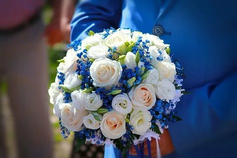Букет на свадьбу в синем цвете