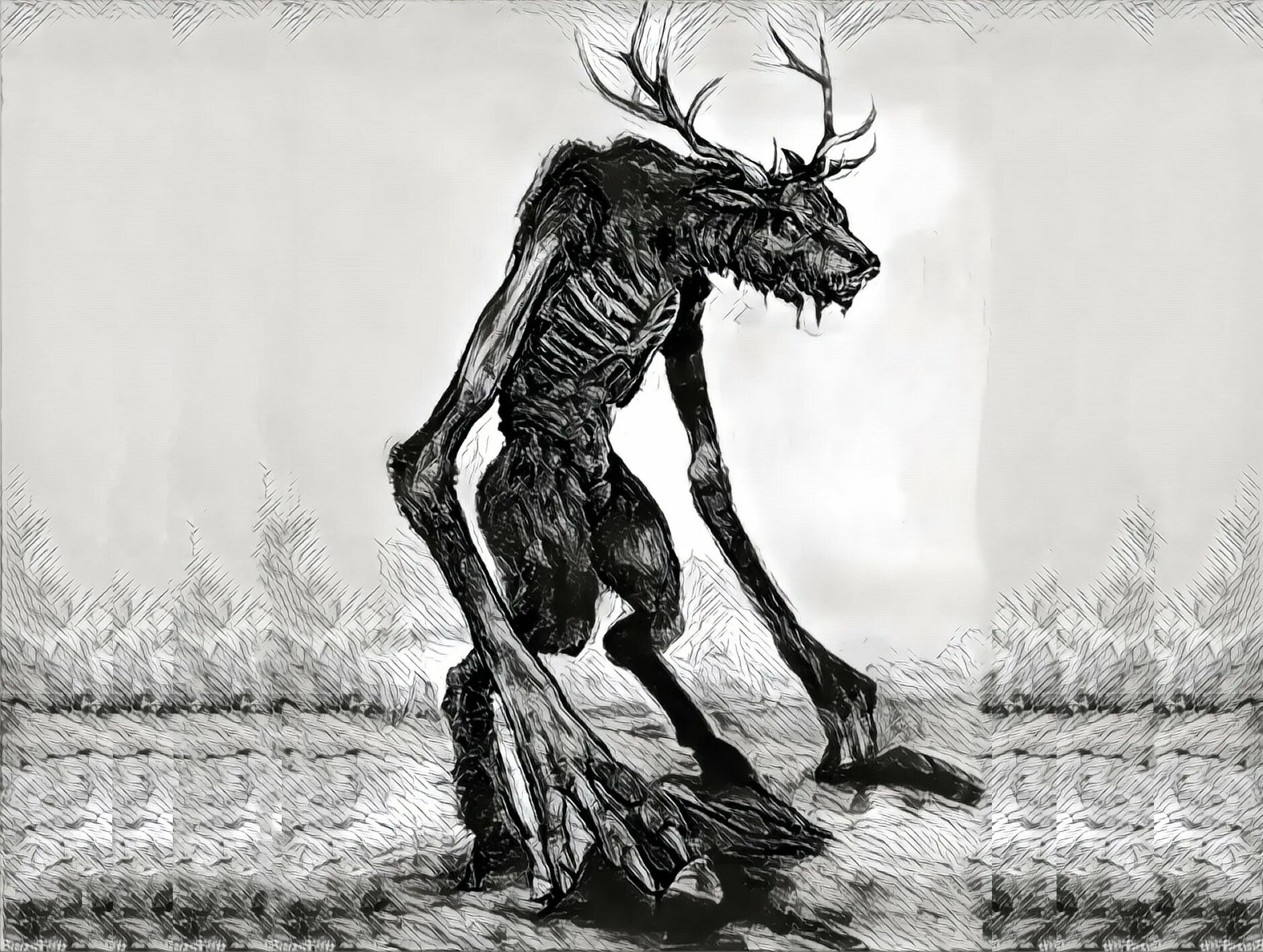 Skinwalker кто это. Монстры славянской мифологии Вендиго. Вендиго мифический зверь.