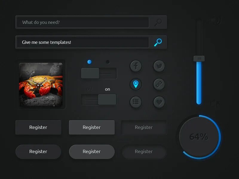 Ui psd. Комплект dark ui kit. темный интерфейс. dark ui design. dark ui kit psd.