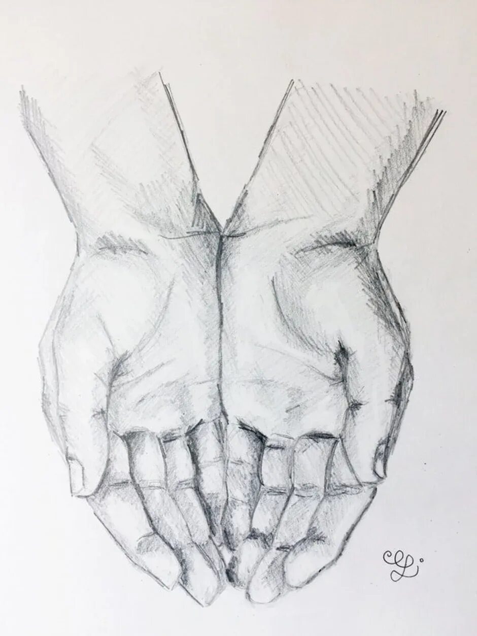 2 руки карандашом