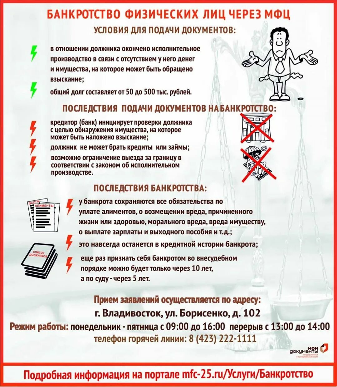 памятка по банкротству. банкротство физических лиц через мфц. внесудебное банкротство через мфц. банкротство физических лиц через мфц бесплатно 2020. заявление в мфц о банкротстве.
