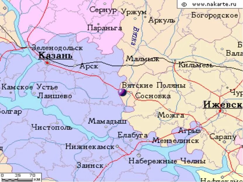 Елабуга город на карте россии показать. Г Вятские Поляны Кировской области на карте. Вятские Поляны Кировская область на карте России. Малмыж Кировская область на карте России. Вятские Поляны на карте России.