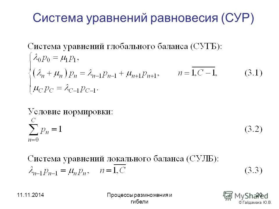 система уравнений баланса