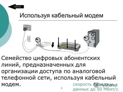 Можно использовать модем