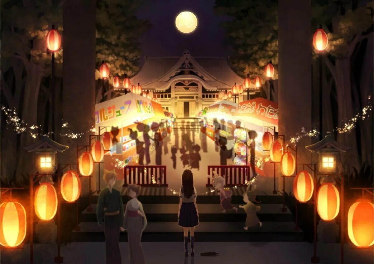 Праздник фонарей 2024 геншин персонажи. Фестиваль фонарей в Японии. Японский праздник арт.