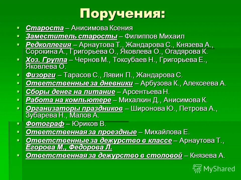 Староста класса заместитель старосты. Поручения старосты класса. Староста и зам старосты. Зам старосты класса. Староста редколлегия.