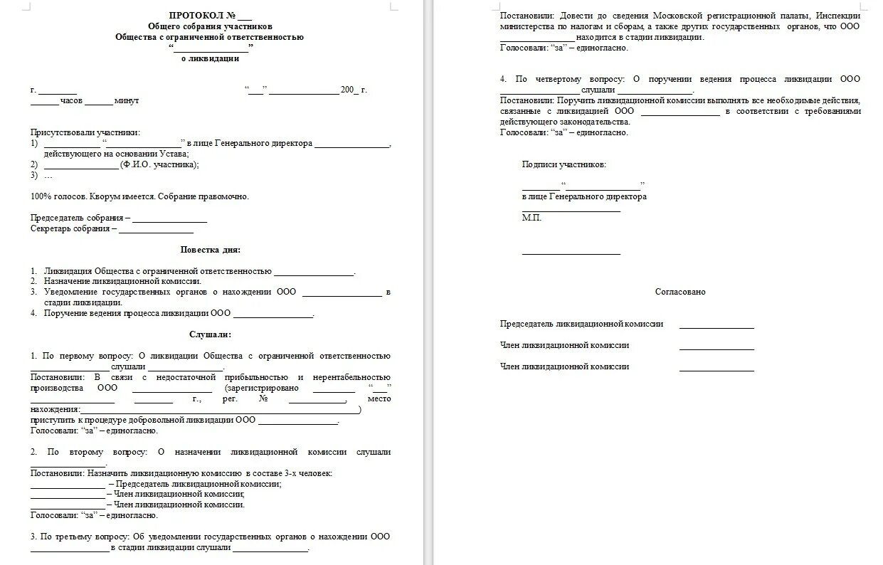 Акт общества с ограниченной ответственностью. Протокол ликвидации ООО образец 2022. Образец протокола учредителя о ликвидации фонда. Протокол о ликвидации организации образец. Образец протокола о ликвидации ООО С двумя учредителями.