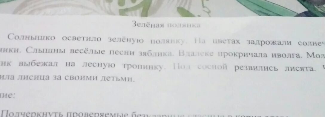 Солнышко осветило лесную поляну подчеркнуть грамматическую основу. Солнышко осветило зеленую поляну.