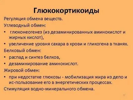 Влияние глюкокортикоидов