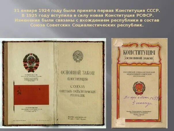 Первым был принят. Первая Конституция СССР 1924. Конституция 31 января 1924. Конституция РФ 1925 года обложка. Конституция СССР 1924 года обложка.