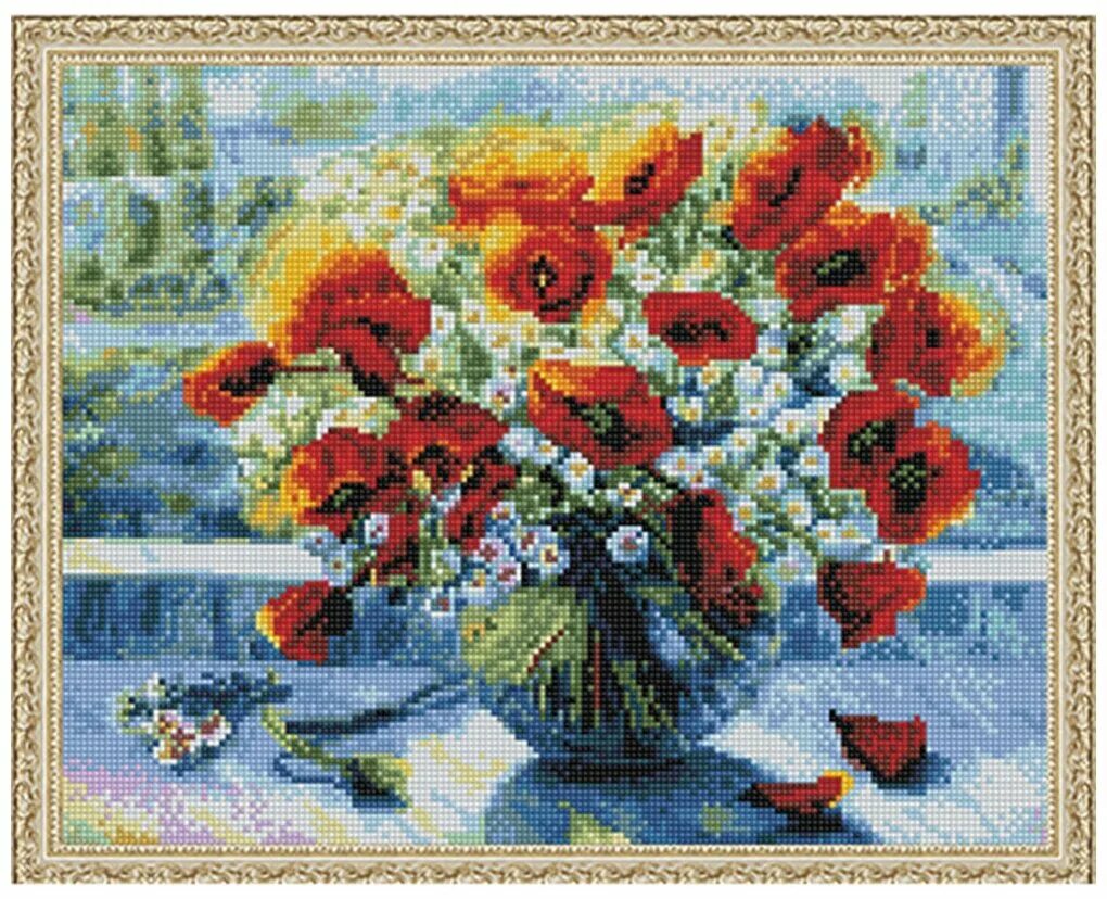 цветной набор алмазной вышивки маки в вазе (lg005) 40х50 см. алмазная вышивка 40 50. алмазная мозаика маковый букет. алмазная мозаика на вайлдберриз розы. алмазная вышивка 40 50.