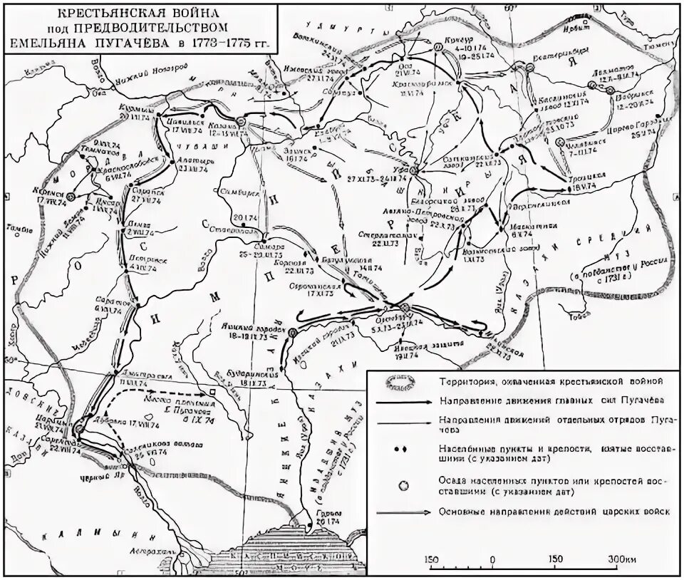 Карта восстание под предводительством пугачева 8 класс