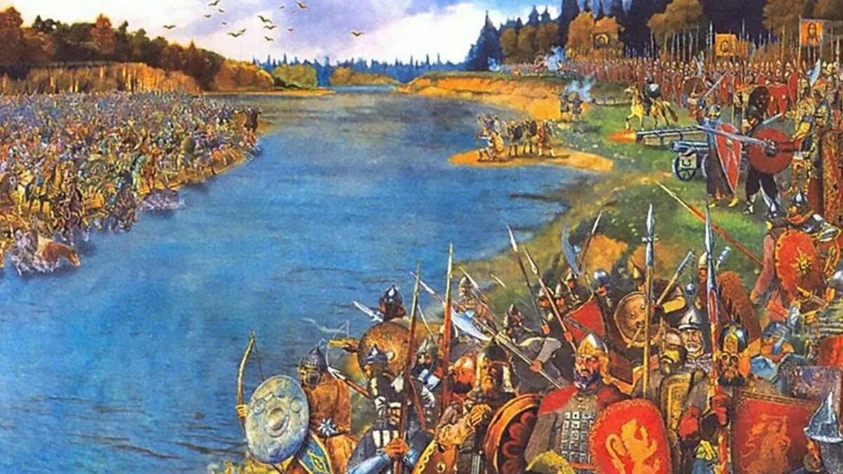 Battle river. Великое стояние на Угре 1480. Битва на Угре 1480. 11 Ноября 1480 год стояние на реке Угре.