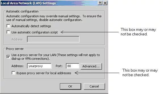 Configuration script. Апач через прокси сервер. Use proxies. Lan settings. Use Automatic proxy configuration script.