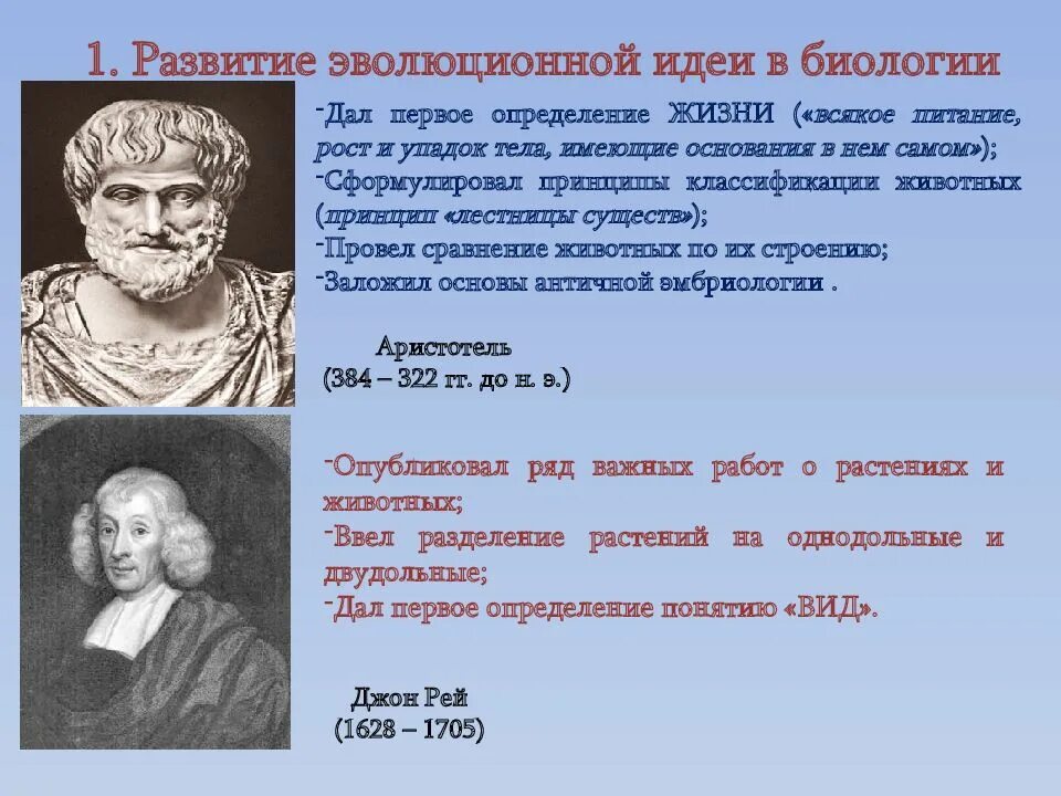 Становление идеи развития. Эволюция представлений. История возникновения и развития эволюционных идей. Развитие эволюционных идей. Этапы развития представлений об эволюции.