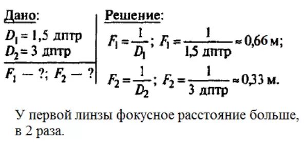 Оптическая сила линзы равна 80 дптр. 3 Дптр. Оптическая сила линзы равна 2. Фокусное расстояние -3 дптр. Какая из линз имеет большую оптическую силу.