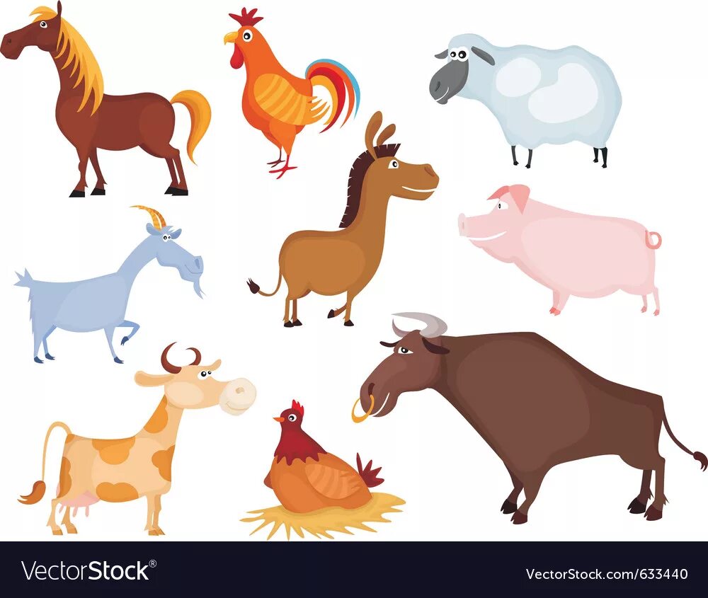 Петух корова лошадь. Животные фермы на прозрачном фоне. Бык Гусь и лошадь вектор. Бык Гусь коза корова и курица. Животные корова лошадь петух.