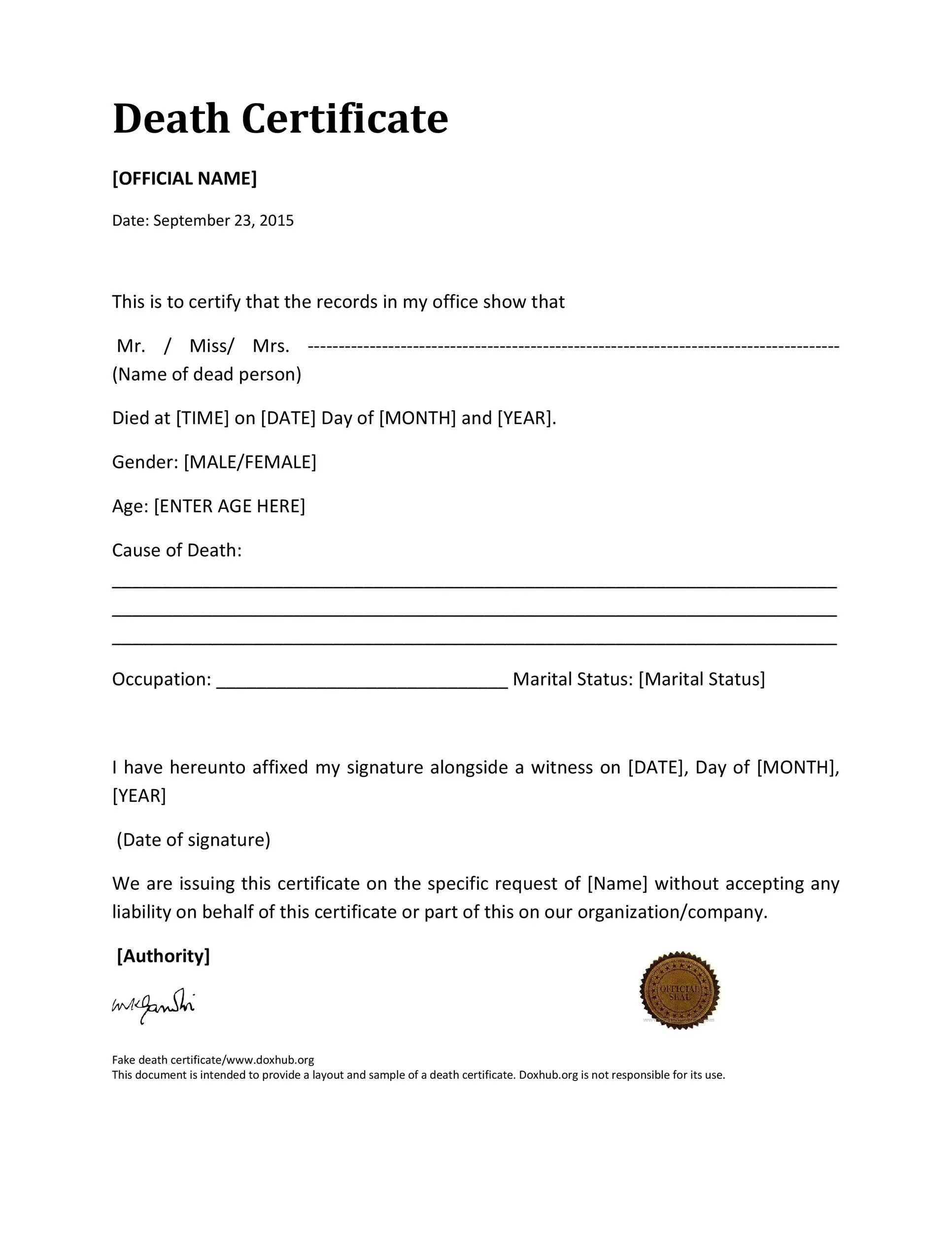 Death Certificate Template. Certificate шаблон современный. Death Certificate document.