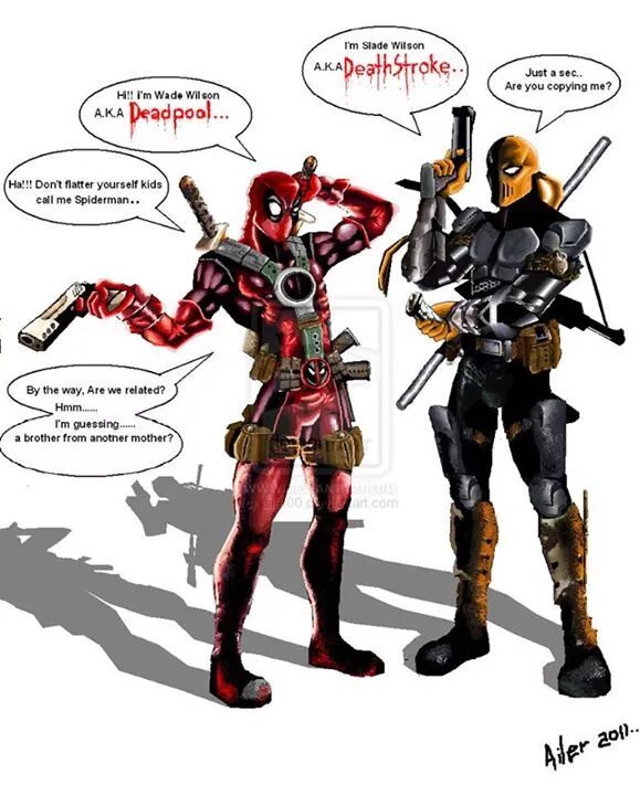 Что сделал уэйд уилсон. Слейд уилсон и уэйд уилсон. deadpool и deathstroke. дэдпул это марвел или dc. dc marvel обувь deadpool.