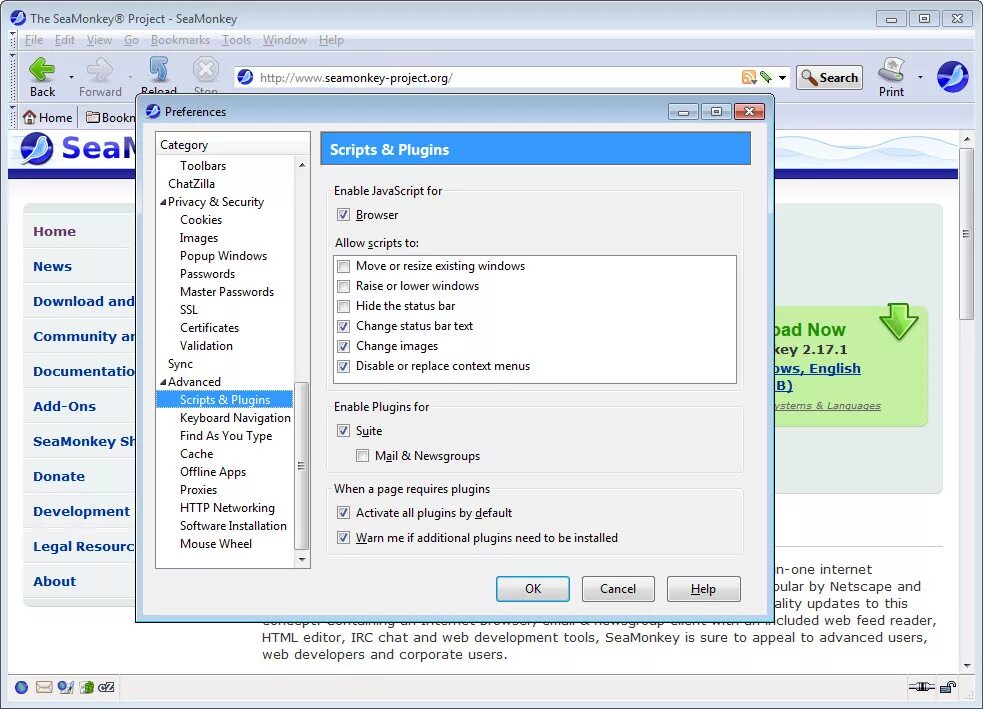 Настройка браузера SEAMONKEY. SEAMONKEY 2.9.1. SEAMONKEY картинки. Закачать SEAMONKEY. Advanced users