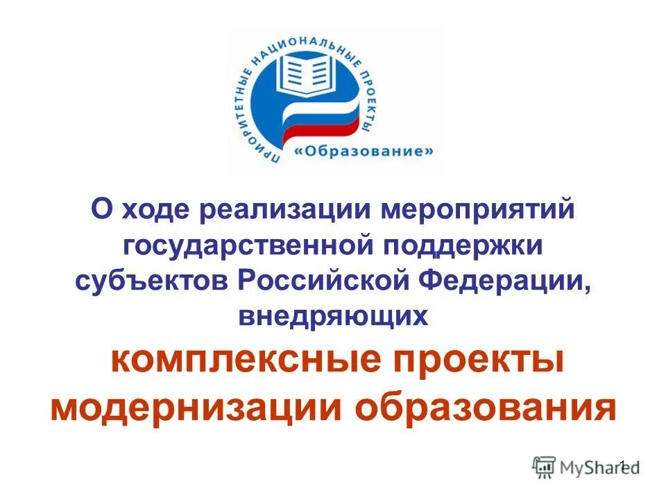 Реализации мер государственной поддержки. Мероприятия модернизации образования Российской Федерации.