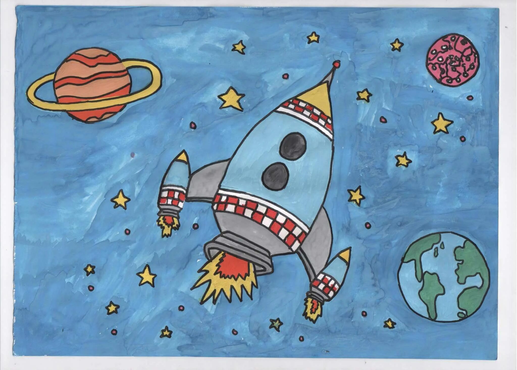 Тема космос на день. Рисунок на космическую тему. Рисунок ко Дню космонавтики. Рисование для детей космос. Космос рисунок для детей.