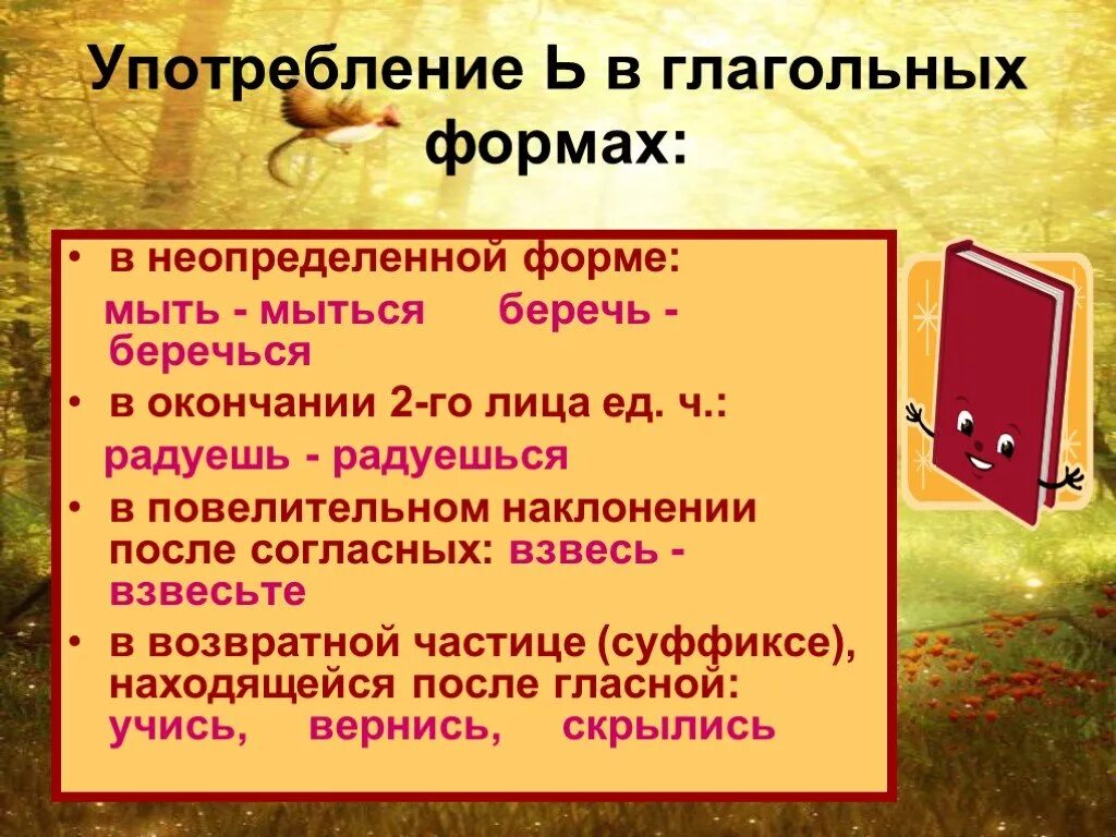 Мягкий знак перед ся в глаголах. Ь В глагольных формах. Мягкий знак в глагольных формах. Правописание ь в глагольных формах. Употребление буквы ь в глагольных формах.