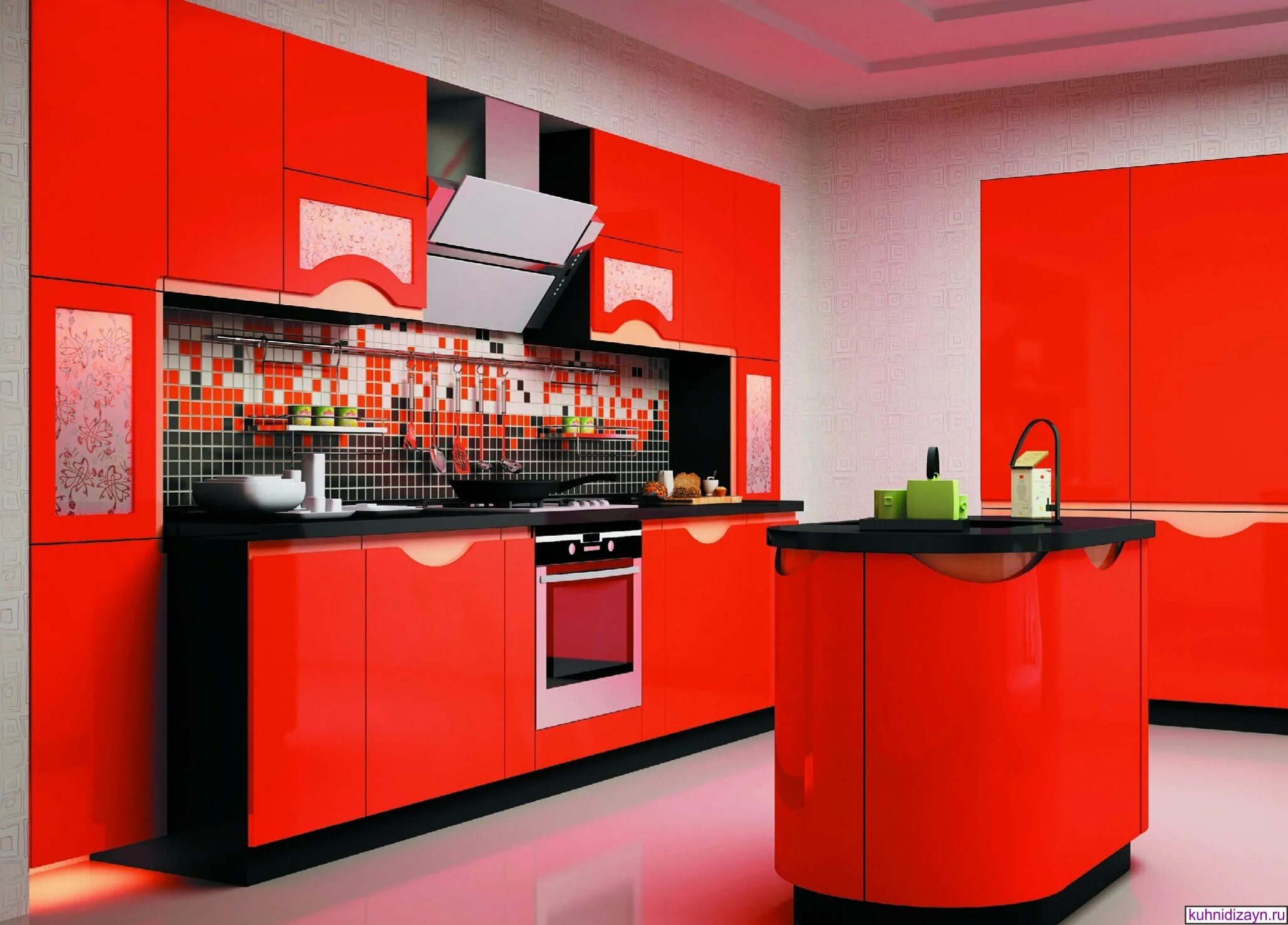 Красные кухни. Красивая яркая кухня. Кухня в Красном цвете. Красивый кухонный гарнитур. Идеальный красный цвет