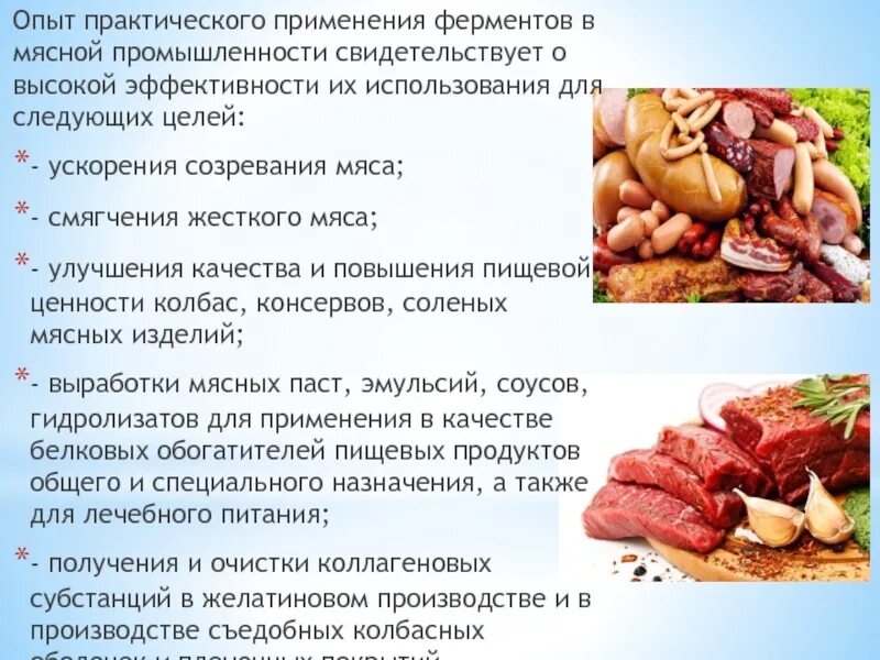 Ферменты растительного происхождения. Ферменты в мясной промышленности. Ферментные препараты в мясной промышленности. Процессы при созревании мяса. Применение ферментов в мясной промышленности.