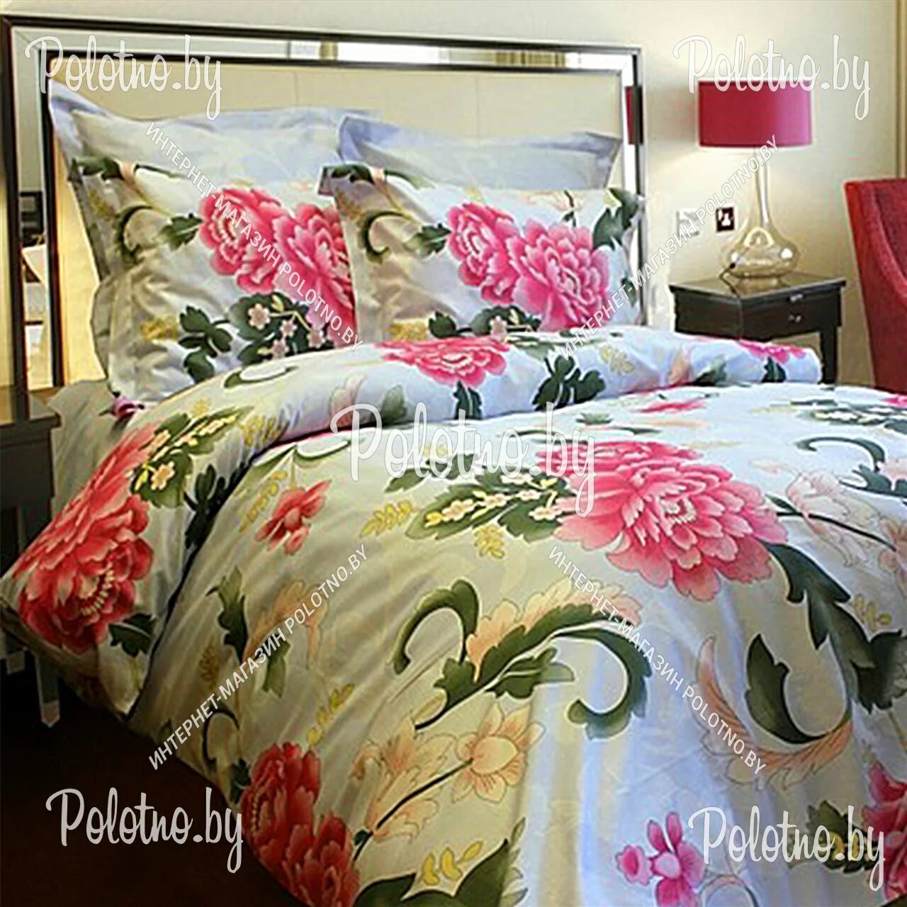 Постельное белье пионы. 5сп сатин. Евро барановичи. Евро барановичи. A) a-110-евро.