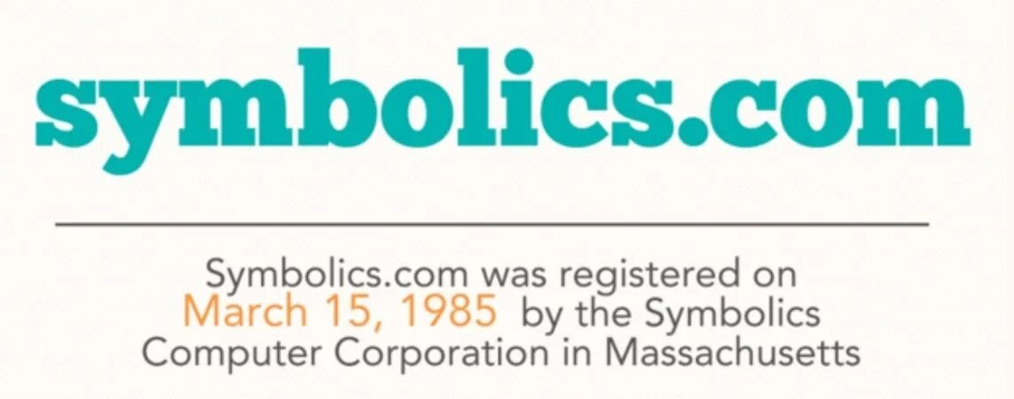 1985 Symbolics.com. Symbolics.com. Домены в зоне com. Первый зарегистрированный домен