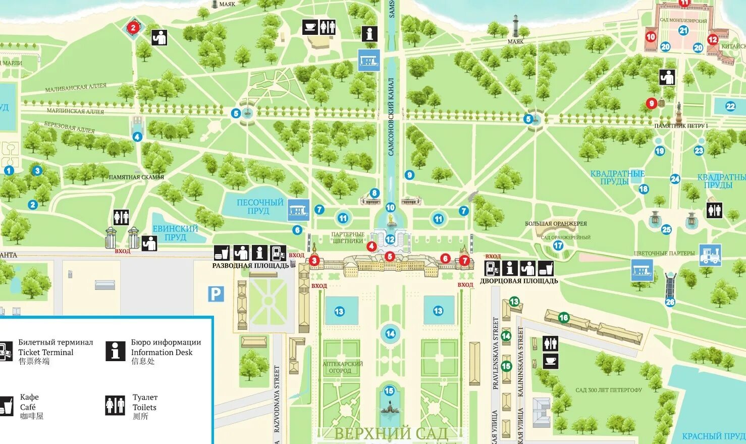 Схема Петергофа Нижний парк с фонтанами. Петродворец план парка. Петергоф схема парка. Карта парка Петергоф Нижний парк.