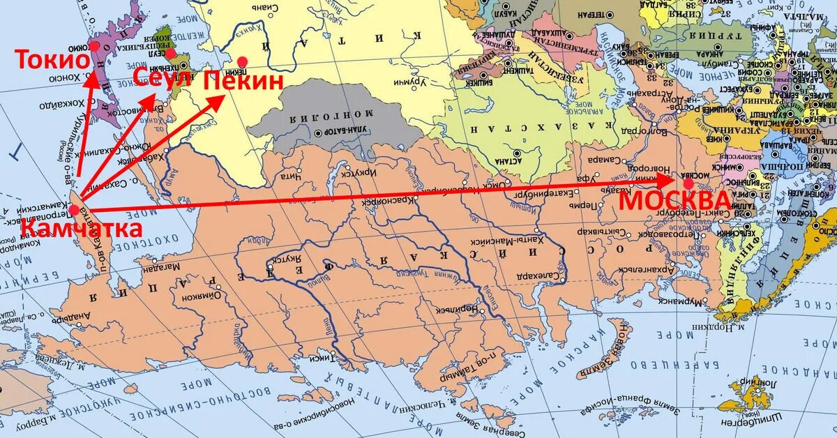 Камчатка на карте России. Где находится Камчатка на карте. Карта России Камчатка на карте.