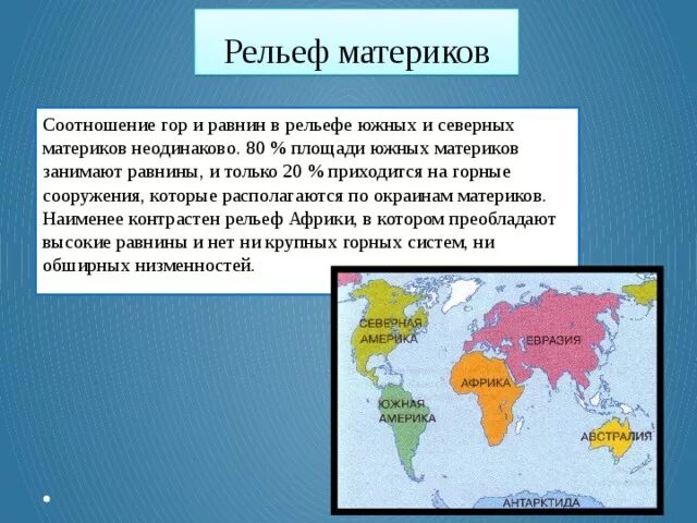 Страны расположенные на южных материках. Рельеф материков. Горы на материках. Рельеф Северного материка. Рельеф южных материков.