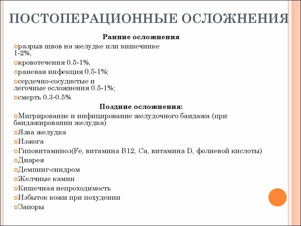 Последствия операции желудка. Осложнение после бариатрической операции. Бариатрическая операция осложнения. Осложнения при операциях на желудке. Осложнения в бариатрической хирургии.