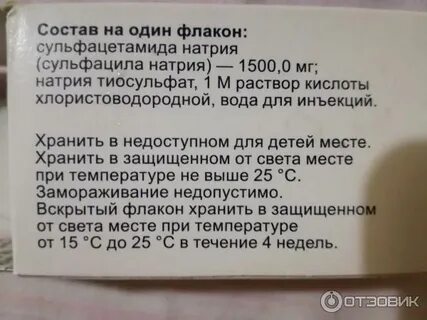 Сульфацил натрия срок годности после вскрытия